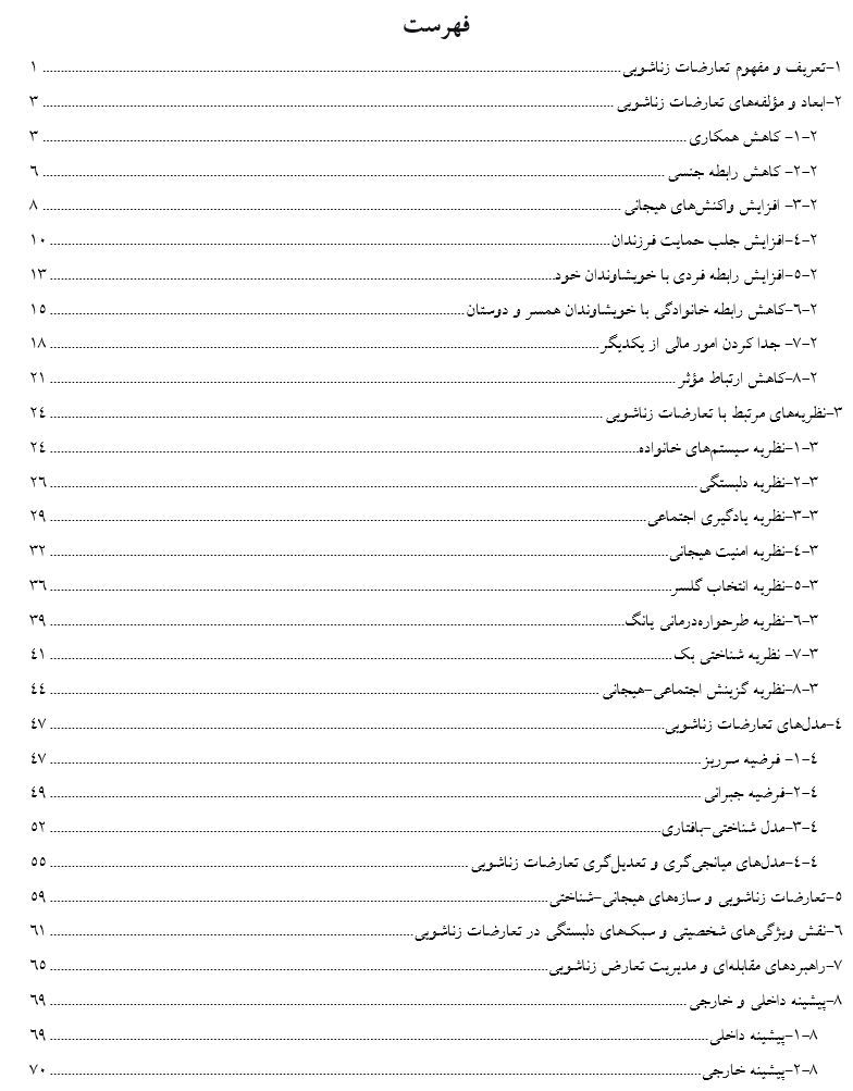فهرست مطالب مبانی نظری تعارضات زناشویی
